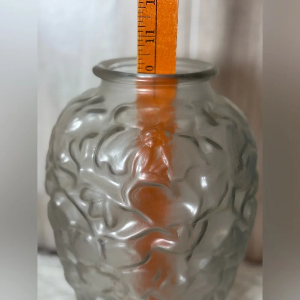 Bohemian Czech Satin Art Art Deco Glass Vase Frosted Dogwood Sculptural 1930’s
